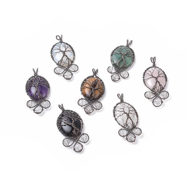 PandaHall Natural & Synthetic Mixed Gemstone Big Pendants, Wire Wrapped Pendants, with Red Copper Tone Brass Findings and Natural Quartz...
PandaHall Natural & Synthetic Mixed Gemstone Big Pendants, Wire Wrapped Pendants, with Red Copper Tone Brass Findings and Natural Quartz...