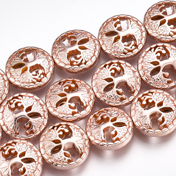 PandaHall Electroplate Non-magnetic Synthetic Hematite Beads Strands, Flat Round with Tree of Life, Rose Gold Plated, 12~13x4.5mm, Hole: 1mm...
PandaHall Electroplate Non-magnetic Synthetic Hematite Beads Strands, Flat Round with Tree of Life, Rose Gold Plated, 12~13x4.5mm, Hole: 1mm...