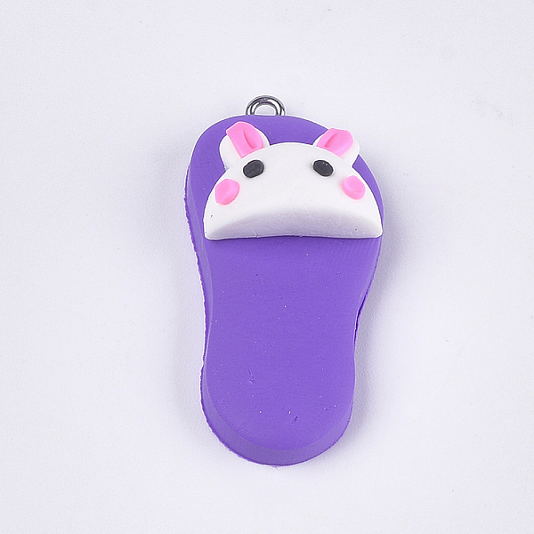 PandaHall Handmade Polymer Clay Bunny Pendants, with Iron Findings, Slipper with Rabbit, Platinum, Mauve, 42~43x19~20x11~14mm, Hole: 1.5mm..., Purple
PandaHall Handmade Polymer Clay Bunny Pendants, with Iron Findings, Slipper with Rabbit, Platinum, Mauve, 42~43x19~20x11~14mm, Hole: 1.5mm..., Purple