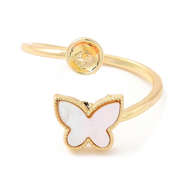 PandaHall Butterfly Brass with Shell Open Cuff Ring Component, Ring Settings, For Half-drilled Beads, Real 18K Gold Plated, US Size 8 1/4...
PandaHall Butterfly Brass with Shell Open Cuff Ring Component, Ring Settings, For Half-drilled Beads, Real 18K Gold Plated, US Size 8 1/4...