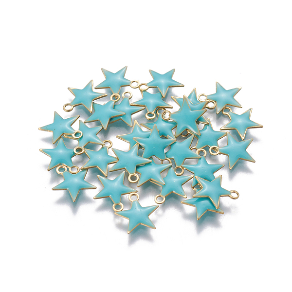 PandaHall Brass Enamel Charms, Enamelled Sequins, Star, Golden, Cyan, 10.5x10x1.7mm, Hole: 1.4mm Brass+Enamel Star Cyan
PandaHall Brass Enamel Charms, Enamelled Sequins, Star, Golden, Cyan, 10.5x10x1.7mm, Hole: 1.4mm Brass+Enamel Star Cyan