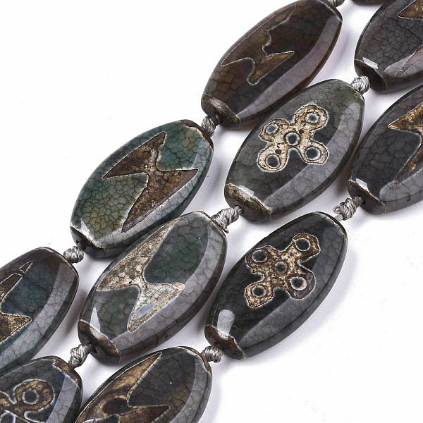 PandaHall Tibetan Style dZi Beads, Natural Agate Beads Strands, Dyed & Heated, Oval, Lighting & 5-Eye Pattern, Sea Green...
PandaHall Tibetan Style dZi Beads, Natural Agate Beads Strands, Dyed & Heated, Oval, Lighting & 5-Eye Pattern, Sea Green...