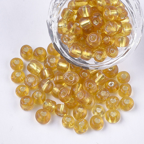 PandaHall Glass Seed Beads, Silver Lined, Round, Goldenrod, 5~6x3~5mm, Hole: 1.2~2mm, about 2500pcs/bag Glass Gold
PandaHall Glass Seed Beads, Silver Lined, Round, Goldenrod, 5~6x3~5mm, Hole: 1.2~2mm, about 2500pcs/bag Glass Gold