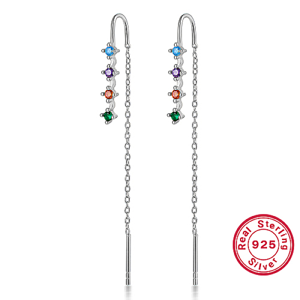 PandaHall Rhodium Plated 925 Sterling Silver Chains Ear Thread, Colorful Cubic Zirconia Stud Earrings, Platinum, 60mm Sterling Silver
PandaHall Rhodium Plated 925 Sterling Silver Chains Ear Thread, Colorful Cubic Zirconia Stud Earrings, Platinum, 60mm Sterling Silver