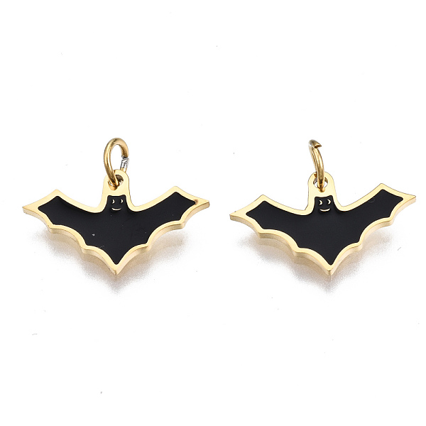 PandaHall 316 Surgical Stainless Steel Enamel Charms, with Jump Rings, for Halloween, Bat, Real 14K Gold Plated, 9x14.5x1mm, Jump Ring..., Black
PandaHall 316 Surgical Stainless Steel Enamel Charms, with Jump Rings, for Halloween, Bat, Real 14K Gold Plated, 9x14.5x1mm, Jump Ring..., Black