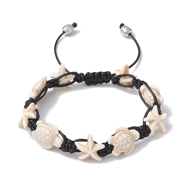 PandaHall Synthetic Turquoise Starfish & Turtle Braided Bead Bracelet, with Polyester Cord, Floral White, Inner Diameter: 2-1/4~3-1/8 inch...
PandaHall Synthetic Turquoise Starfish & Turtle Braided Bead Bracelet, with Polyester Cord, Floral White, Inner Diameter: 2-1/4~3-1/8 inch...