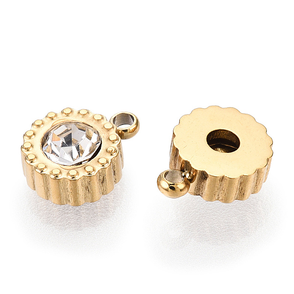 PandaHall Ion Plating(IP) 304 Stainless Steel Charms, with Glass, Flat Round Charm, Real 18K Gold Plated, 7x5x3mm, Hole: 1.2mm Stainless..., Clear
PandaHall Ion Plating(IP) 304 Stainless Steel Charms, with Glass, Flat Round Charm, Real 18K Gold Plated, 7x5x3mm, Hole: 1.2mm Stainless..., Clear