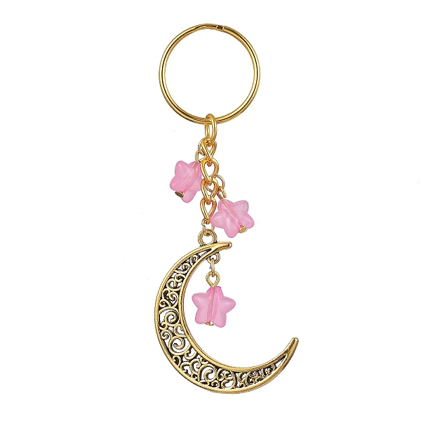 PandaHall Tibetan Style Alloy Hollow Moon Pendant Keychain, with Acrylic Star Charm and Iron Split Key Rings, Pink, 9.2cm Alloy Moon Pink
PandaHall Tibetan Style Alloy Hollow Moon Pendant Keychain, with Acrylic Star Charm and Iron Split Key Rings, Pink, 9.2cm Alloy Moon Pink