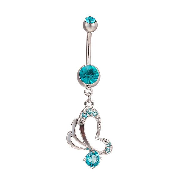 PandaHall Piercing Jewelry Real Platinum Plated Brass Rhinestone Butterfly Navel Ring Belly Rings, Blue Zircon, 50x16mm, Bar Length: 3/8"..., Cyan
PandaHall Piercing Jewelry Real Platinum Plated Brass Rhinestone Butterfly Navel Ring Belly Rings, Blue Zircon, 50x16mm, Bar Length: 3/8"..., Cyan