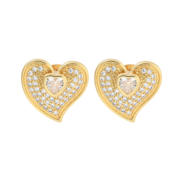 PandaHall Heart Brass Pave Clear Cubic Zirconia Stud Earrings, Real 16K Gold Plated, 17.5x18.5mm Brass Heart Clear
PandaHall Heart Brass Pave Clear Cubic Zirconia Stud Earrings, Real 16K Gold Plated, 17.5x18.5mm Brass Heart Clear