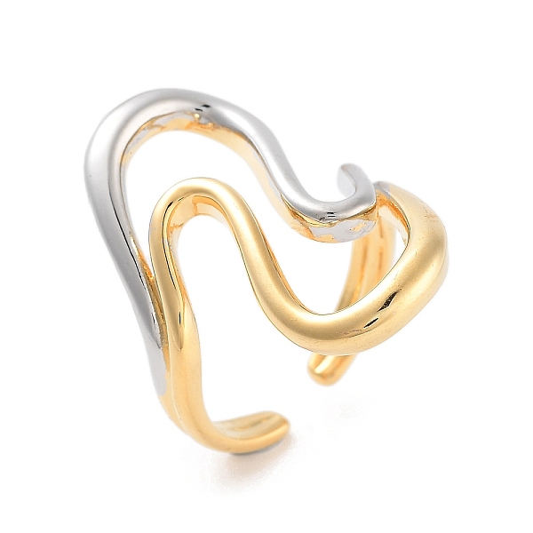 PandaHall Brass Wave Open Cuff Ring for Women, Real 18K Gold Plated & Platinum, 29mm, Adjustable Brass
PandaHall Brass Wave Open Cuff Ring for Women, Real 18K Gold Plated & Platinum, 29mm, Adjustable Brass