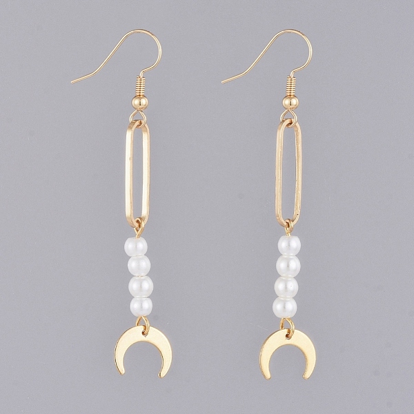 PandaHall Dangle Earrings, with Glass Pearl Beads, Brass Pendants and Earring Hooks, Moon, Real 18K Gold Plated, 65mm, Pin: 0.7mm Glass
PandaHall Dangle Earrings, with Glass Pearl Beads, Brass Pendants and Earring Hooks, Moon, Real 18K Gold Plated, 65mm, Pin: 0.7mm Glass