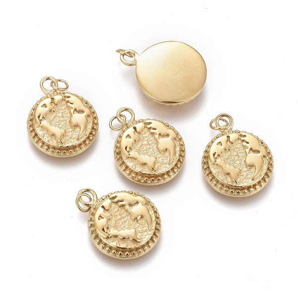 PandaHall Ion Plating(IP) 304 Stainless Steel Pendants, with Jump Rings, Flat Round with Earth, Golden, 19x15x3.5mm, Hole: 2.8mm 304...
PandaHall Ion Plating(IP) 304 Stainless Steel Pendants, with Jump Rings, Flat Round with Earth, Golden, 19x15x3.5mm, Hole: 2.8mm 304...