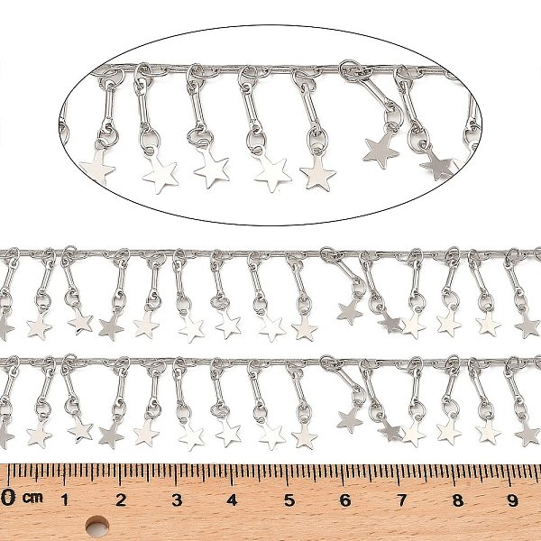 PandaHall Rack Plating Brass Link Chains, with Star Charms, Long-Lasting Plated, Soldered, with Spool, Platinum, 8x2x1mm, about 32.81 Feet...
PandaHall Rack Plating Brass Link Chains, with Star Charms, Long-Lasting Plated, Soldered, with Spool, Platinum, 8x2x1mm, about 32.81 Feet...