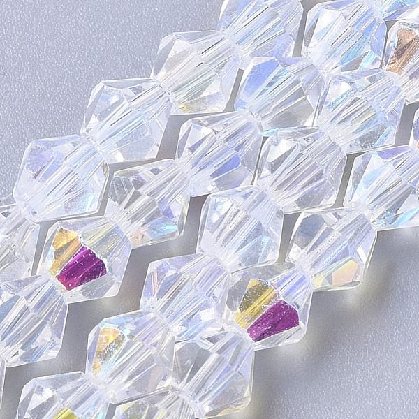 PandaHall Electroplate Glass Beads Strands, AB Color Half Plated, Faceted, Bicone, Clear AB, 5x5mm, Hole: 1mm, about 54~56pcs/Strand, 11.02..., White
PandaHall Electroplate Glass Beads Strands, AB Color Half Plated, Faceted, Bicone, Clear AB, 5x5mm, Hole: 1mm, about 54~56pcs/Strand, 11.02..., White
