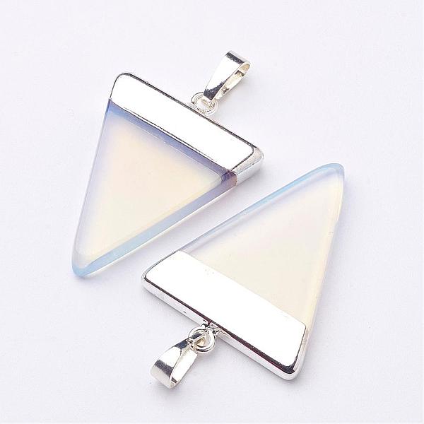 PandaHall Triangle Shaped Opalite Pendants, with Silver Color Plated Brass Findings, 32~35x22~25x6mm, Hole: 5x8mm Opalite Triangle White
PandaHall Triangle Shaped Opalite Pendants, with Silver Color Plated Brass Findings, 32~35x22~25x6mm, Hole: 5x8mm Opalite Triangle White