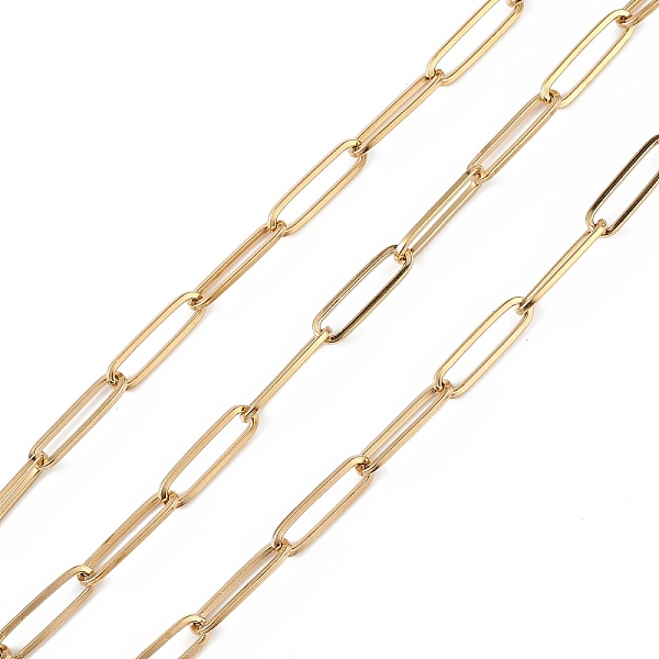 PandaHall 304 Stainless Steel Paperclip Chains, Unwelded, with Spool, Golden, 15x4.5x1mm, about 32.81 Feet(10m)/Roll 304 Stainless Steel
PandaHall 304 Stainless Steel Paperclip Chains, Unwelded, with Spool, Golden, 15x4.5x1mm, about 32.81 Feet(10m)/Roll 304 Stainless Steel