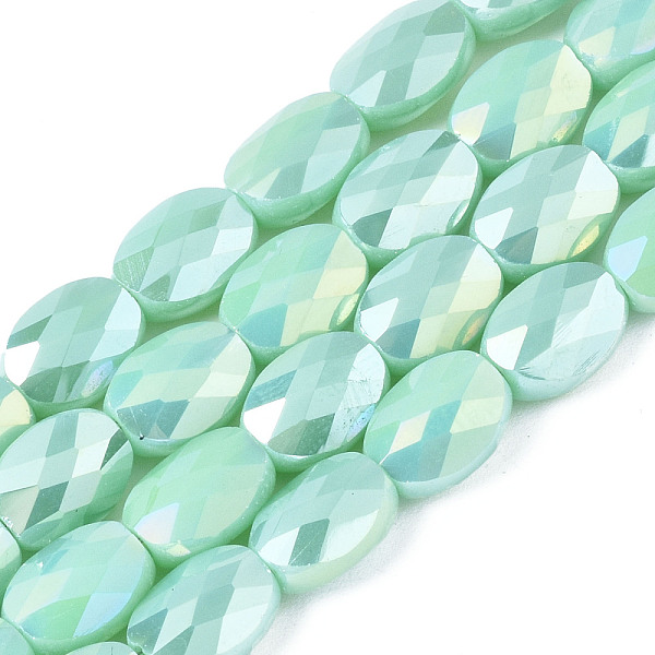 PandaHall Electroplate Glass Beads Strands, AB Color Plated, Oval, Faceted, Aquamarine, 8x6.5x4mm, Hole: 1.2mm, about 72pcs/strand, 23.62..., Green
PandaHall Electroplate Glass Beads Strands, AB Color Plated, Oval, Faceted, Aquamarine, 8x6.5x4mm, Hole: 1.2mm, about 72pcs/strand, 23.62..., Green