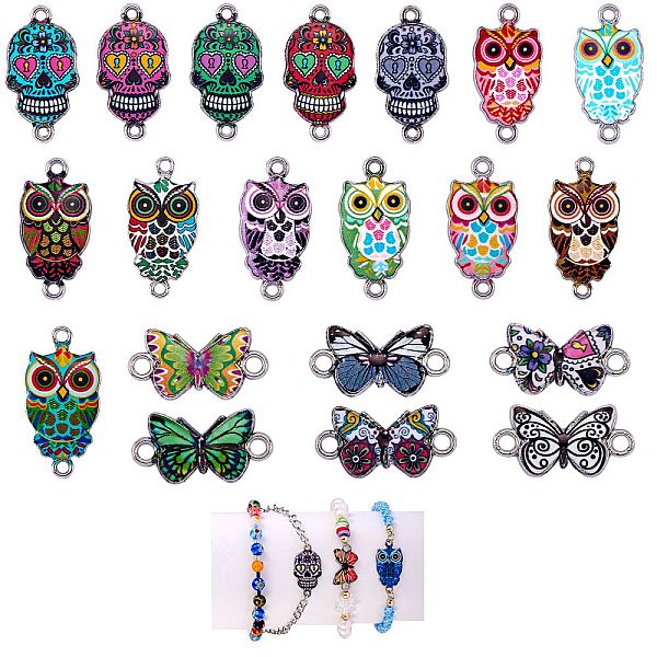 PandaHall 23Pcs 23 Style Alloy Enamel Links Connectors, Butterfly & Owl & Sugar Skull, Mixed Color, 12~25.5x13~23x2~2.5mm, Hole: 1.5~3mm...
PandaHall 23Pcs 23 Style Alloy Enamel Links Connectors, Butterfly & Owl & Sugar Skull, Mixed Color, 12~25.5x13~23x2~2.5mm, Hole: 1.5~3mm...