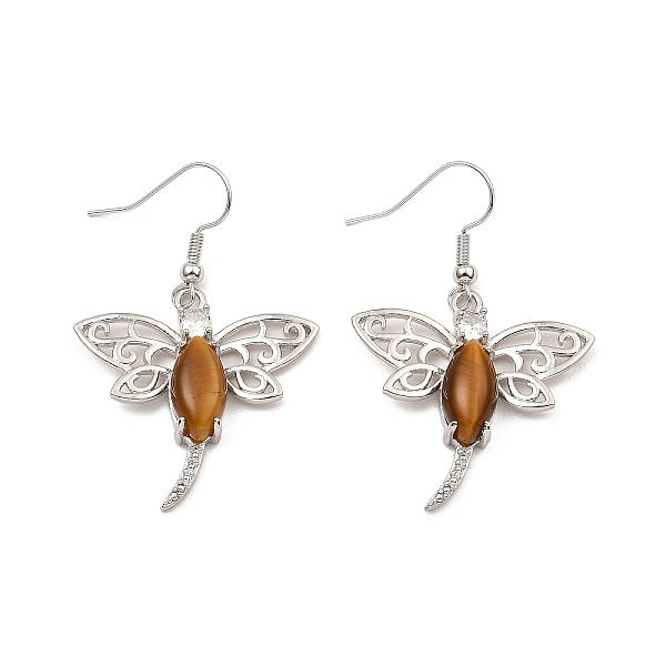 PandaHall Natural Tiger Eye Dragonfly Dangle Earrings, Platinum Brass Earrings, 47x30mm Tiger Eye Dragonfly
PandaHall Natural Tiger Eye Dragonfly Dangle Earrings, Platinum Brass Earrings, 47x30mm Tiger Eye Dragonfly