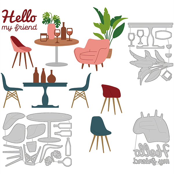 PandaHall BENECREAT 3 Styles Bistro Basics Table Chair Sofa Cut Dies Potted Plant Carbon Steel Stencils for DIY Scrapbooking, Photo Album...
PandaHall BENECREAT 3 Styles Bistro Basics Table Chair Sofa Cut Dies Potted Plant Carbon Steel Stencils for DIY Scrapbooking, Photo Album...