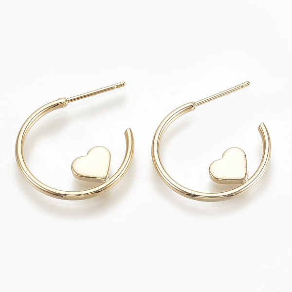 PandaHall Brass Stud Earring Findings, Half Hoop Earrings, Heart, Nickel Free, Real 18K Gold Plated, 20x24x1.5mm, Pin: 0.7mm Brass Heart
PandaHall Brass Stud Earring Findings, Half Hoop Earrings, Heart, Nickel Free, Real 18K Gold Plated, 20x24x1.5mm, Pin: 0.7mm Brass Heart