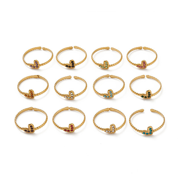 PandaHall Rhinestone Heart Open Cuff Ring, Ion Plating(IP) 304 Stainless Steel Jewelry for Women, Mixed Color, Golden, US Size 6 1/2(16.9mm)..., Multicolor
PandaHall Rhinestone Heart Open Cuff Ring, Ion Plating(IP) 304 Stainless Steel Jewelry for Women, Mixed Color, Golden, US Size 6 1/2(16.9mm)..., Multicolor