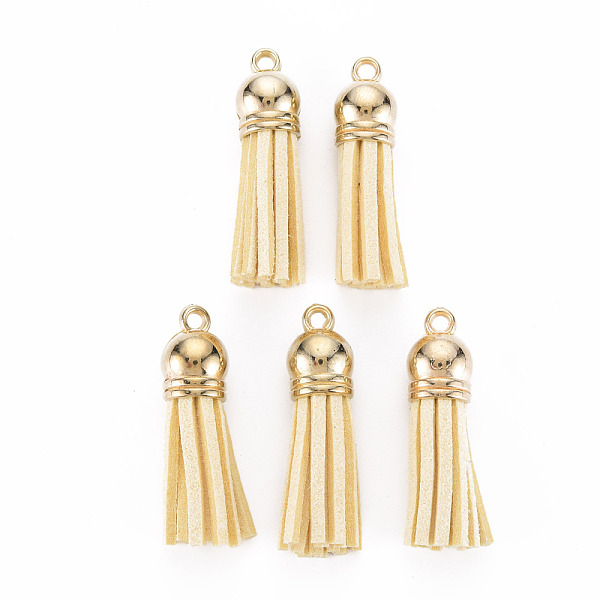 PandaHall Faux Suede Tassel Pendant Decorations, with CCB Plastic Cord Ends, Light Gold, Lemon Chiffon, 33~35x10mm, Hole: 2.5mm Faux Suede
PandaHall Faux Suede Tassel Pendant Decorations, with CCB Plastic Cord Ends, Light Gold, Lemon Chiffon, 33~35x10mm, Hole: 2.5mm Faux Suede