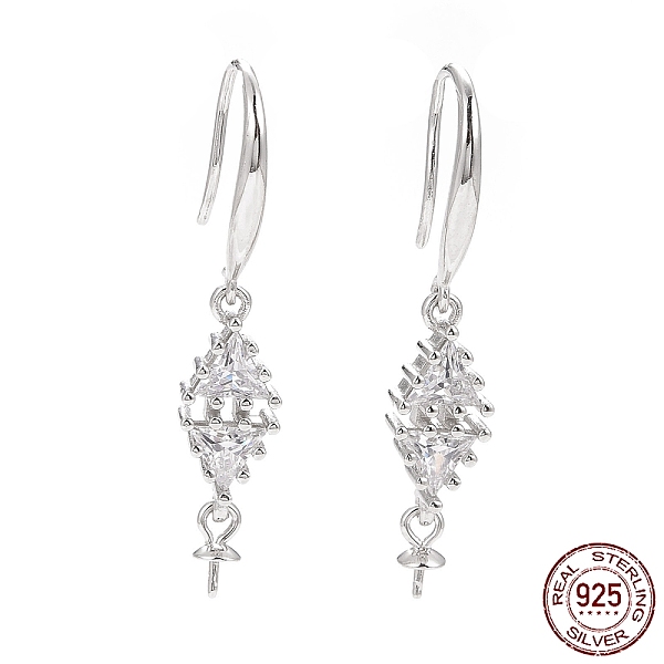 PandaHall Rhodium Plated 925 Sterling Silver Earring Hooks, with Clear Cubic Zirconia, Rhombus, for Half Drilled Beads, Platinum, 34mm, 21...
PandaHall Rhodium Plated 925 Sterling Silver Earring Hooks, with Clear Cubic Zirconia, Rhombus, for Half Drilled Beads, Platinum, 34mm, 21...