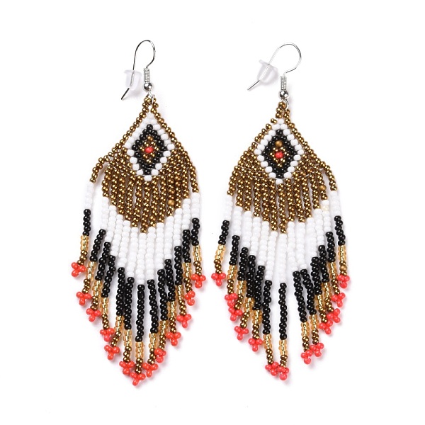 PandaHall Glass Seed Braided Rhombus with Tassel Chandelier Earrings, Bohemian Brass Wire Wrap Drop Earrings for Women, Mixed Color, 90mm..., Multicolor
PandaHall Glass Seed Braided Rhombus with Tassel Chandelier Earrings, Bohemian Brass Wire Wrap Drop Earrings for Women, Mixed Color, 90mm..., Multicolor