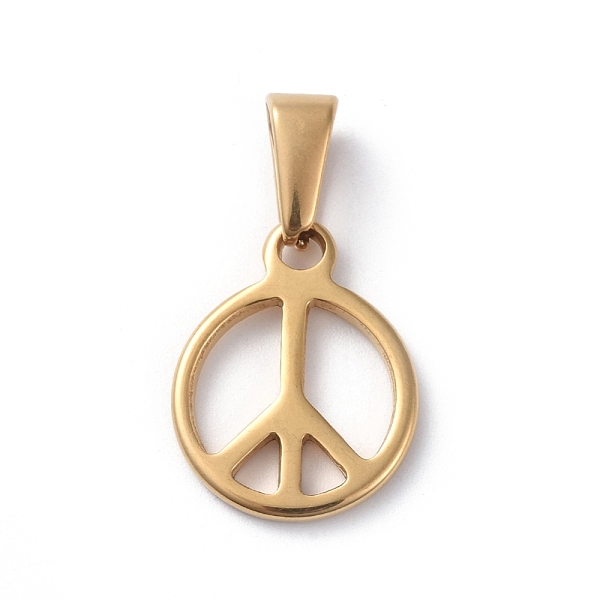 PandaHall 304 Stainless Steel Pendants, Peace Symbol, Golden, 17x14x1.5mm, Hole: 7x4mm 304 Stainless Steel Flat Round
PandaHall 304 Stainless Steel Pendants, Peace Symbol, Golden, 17x14x1.5mm, Hole: 7x4mm 304 Stainless Steel Flat Round