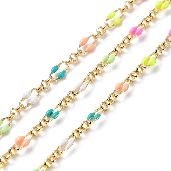 PandaHall Enamel Oval Link Chains, with Real 18K Gold Plated Brass Findings, Soldered, with Spool, Colorful, 4x7x1mm Brass
PandaHall Enamel Oval Link Chains, with Real 18K Gold Plated Brass Findings, Soldered, with Spool, Colorful, 4x7x1mm Brass