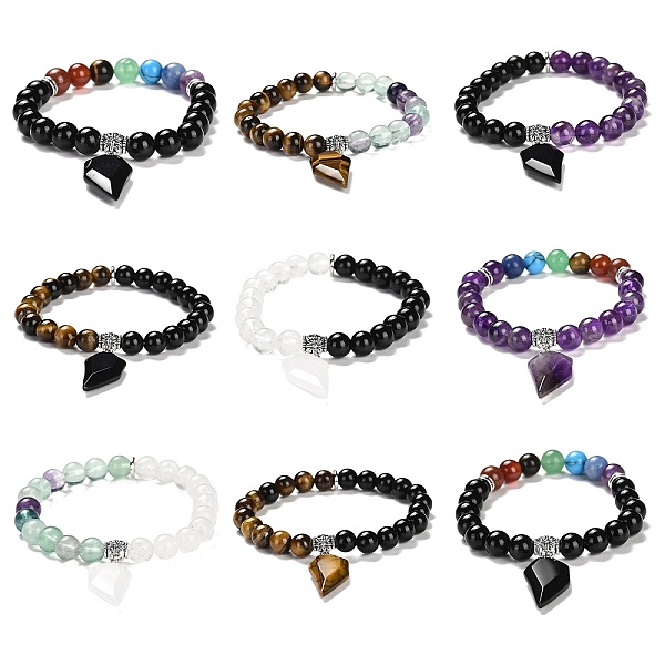 PandaHall Natural & Synthetic Round Beaded Stretch Bracelets, with Half Heart Charms, Inner Diameter: 2-1/8 inch(5.5cm) Mixed Stone Heart
PandaHall Natural & Synthetic Round Beaded Stretch Bracelets, with Half Heart Charms, Inner Diameter: 2-1/8 inch(5.5cm) Mixed Stone Heart