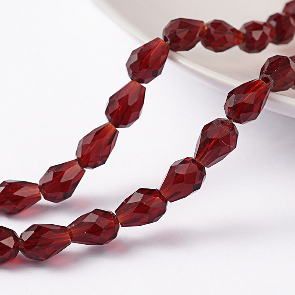 PandaHall Faceted Drop Glass Bead Strands, Dark Red, 8x6mm, Hole: 1mm, about 72pcs/strand, 11 inch Glass Teardrop Red
PandaHall Faceted Drop Glass Bead Strands, Dark Red, 8x6mm, Hole: 1mm, about 72pcs/strand, 11 inch Glass Teardrop Red