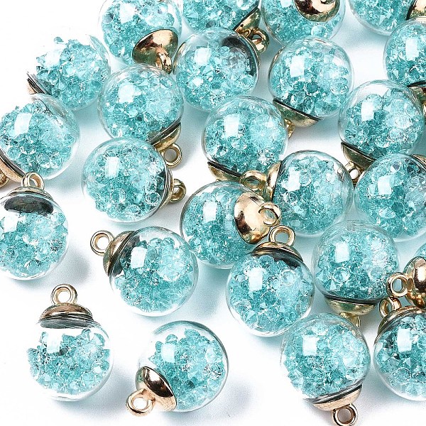 PandaHall Transparent Glass Globe Pendants, with Resin Rhinestone inside & CCB Plastic Pendant Bails, Round, Light Gold, Dark Cyan, 22x16mm...
PandaHall Transparent Glass Globe Pendants, with Resin Rhinestone inside & CCB Plastic Pendant Bails, Round, Light Gold, Dark Cyan, 22x16mm...