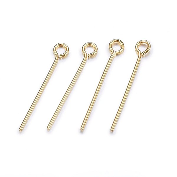 PandaHall 304 Stainless Steel Eye Pins, Golden, 18mm, Hole: 1.5mm, Pin: 0.6mm 304 Stainless Steel
PandaHall 304 Stainless Steel Eye Pins, Golden, 18mm, Hole: 1.5mm, Pin: 0.6mm 304 Stainless Steel
