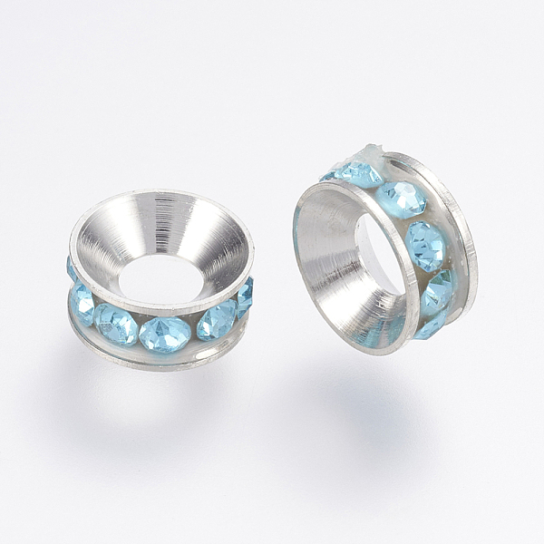 PandaHall Brass Spacer Beads, with Grade A Rhinestone, Rondelle, Platinum, Light Sapphire, 13x4.5mm, Hole: 6.5mm Brass+Rhinestone Rondelle..., Blue
PandaHall Brass Spacer Beads, with Grade A Rhinestone, Rondelle, Platinum, Light Sapphire, 13x4.5mm, Hole: 6.5mm Brass+Rhinestone Rondelle..., Blue
