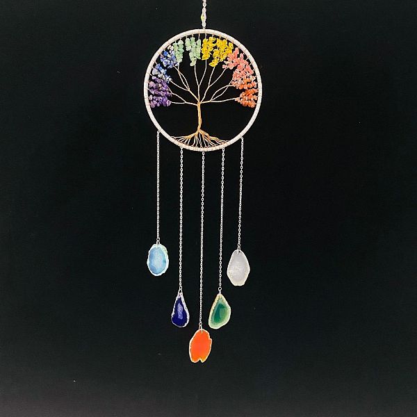 PandaHall Natural Agate Wind Chime, with Tree of Life Natural Gemstone Chip for Home Garden Decoration, Colorful, 580x160mm Natural Agate
PandaHall Natural Agate Wind Chime, with Tree of Life Natural Gemstone Chip for Home Garden Decoration, Colorful, 580x160mm Natural Agate