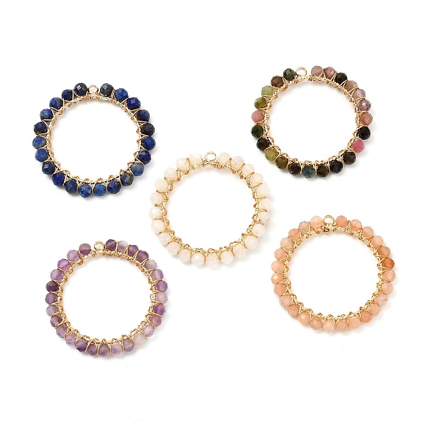 PandaHall Gemstone Pendants, with Natural Gemstone Beads and Real 18K Gold Plated Brass Findings, Ring, 31x3mm, Hole: 1mm Mixed Stone Ring
PandaHall Gemstone Pendants, with Natural Gemstone Beads and Real 18K Gold Plated Brass Findings, Ring, 31x3mm, Hole: 1mm Mixed Stone Ring