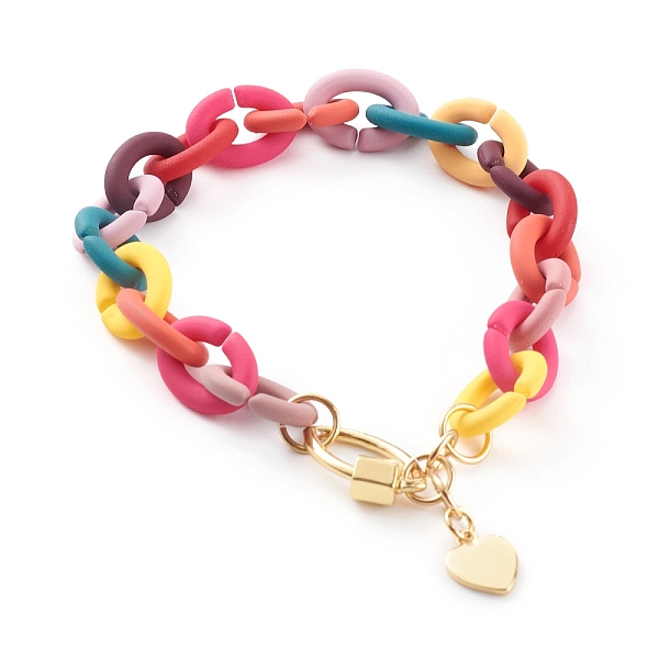PandaHall Brass Heart Charm Bracelets, with Rubberized Style Acrylic Cable Chains, Colorful, Real 18K Gold Plated, 8-3/4 inch(22.3cm)...
PandaHall Brass Heart Charm Bracelets, with Rubberized Style Acrylic Cable Chains, Colorful, Real 18K Gold Plated, 8-3/4 inch(22.3cm)...