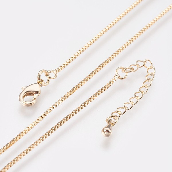 PandaHall Long-Lasting Plated Brass Box Chain Necklaces, with Lobster Claw Clasp, Nickel Free, Real 18K Gold Plated, 18.3 inch (46.5cm), 1mm...
PandaHall Long-Lasting Plated Brass Box Chain Necklaces, with Lobster Claw Clasp, Nickel Free, Real 18K Gold Plated, 18.3 inch (46.5cm), 1mm...