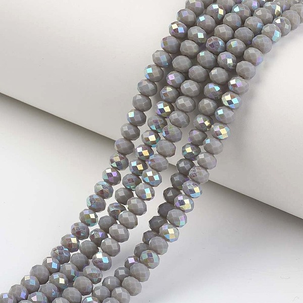 PandaHall Electroplate Opaque Solid Color Glass Beads Strands, Half Rainbow Plated, Faceted, Rondelle, Gray, 8x6mm, Hole: 1mm, about...
PandaHall Electroplate Opaque Solid Color Glass Beads Strands, Half Rainbow Plated, Faceted, Rondelle, Gray, 8x6mm, Hole: 1mm, about...