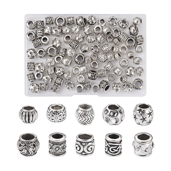 PandaHall Craftdady 100Pcs 10 Style Tibetan Style Alloy European Beads, Large Hole Beads, Column, Antique Silver, 8~11x8~12x6~11mm, Hole...
PandaHall Craftdady 100Pcs 10 Style Tibetan Style Alloy European Beads, Large Hole Beads, Column, Antique Silver, 8~11x8~12x6~11mm, Hole...