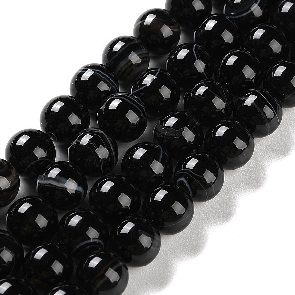 PandaHall Natural Striped Agate/Banded Agate Beads Strands, Dyed, Round, Black, 10mm, Hole: 1.2mm, about 19pcs/strand, 7.60''(19.3cm) Banded...
PandaHall Natural Striped Agate/Banded Agate Beads Strands, Dyed, Round, Black, 10mm, Hole: 1.2mm, about 19pcs/strand, 7.60''(19.3cm) Banded...