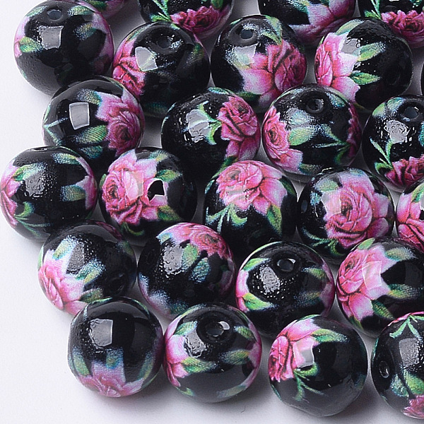 PandaHall Printed & Spray Painted Glass Beads, Round with Flower Pattern, Black, 10~10.5x9.5mm, Hole: 1.6mm Glass Flower Black
PandaHall Printed & Spray Painted Glass Beads, Round with Flower Pattern, Black, 10~10.5x9.5mm, Hole: 1.6mm Glass Flower Black