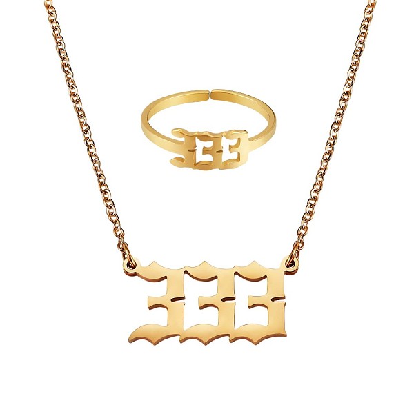 PandaHall Angel Number Pendant Necklace & Open Cuff Ring, Gold Plated 304 Stainless Steel Lucky Numerology Jewelry Set for Women, Num.3...
PandaHall Angel Number Pendant Necklace & Open Cuff Ring, Gold Plated 304 Stainless Steel Lucky Numerology Jewelry Set for Women, Num.3...