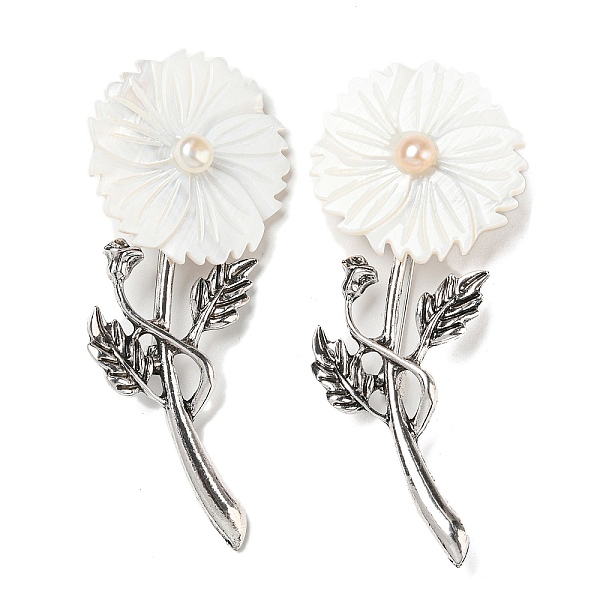 PandaHall Freshwater Shell Flower Alloy Brooch, with Freshwater Pearls, Antique Silver, White, 75.5x32.5x7.5mm Shell Flower White
PandaHall Freshwater Shell Flower Alloy Brooch, with Freshwater Pearls, Antique Silver, White, 75.5x32.5x7.5mm Shell Flower White