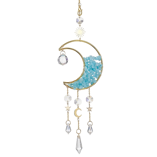 PandaHall Wire Wrapped Natural White Jade Chip & Brass Moon Pendant Decorations, with Glass Cone Charms, for Home Decorations, 420mm Jade...
PandaHall Wire Wrapped Natural White Jade Chip & Brass Moon Pendant Decorations, with Glass Cone Charms, for Home Decorations, 420mm Jade...