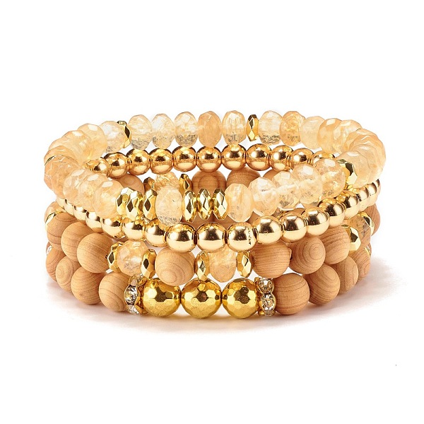 PandaHall 4Pcs 4 Style Synthetic Watermelon Stone & Hematite & Wood Beaded Stretch Bracelets Set, Stackable Yoga Bracelets for Women, Golden..., Yellow
PandaHall 4Pcs 4 Style Synthetic Watermelon Stone & Hematite & Wood Beaded Stretch Bracelets Set, Stackable Yoga Bracelets for Women, Golden..., Yellow