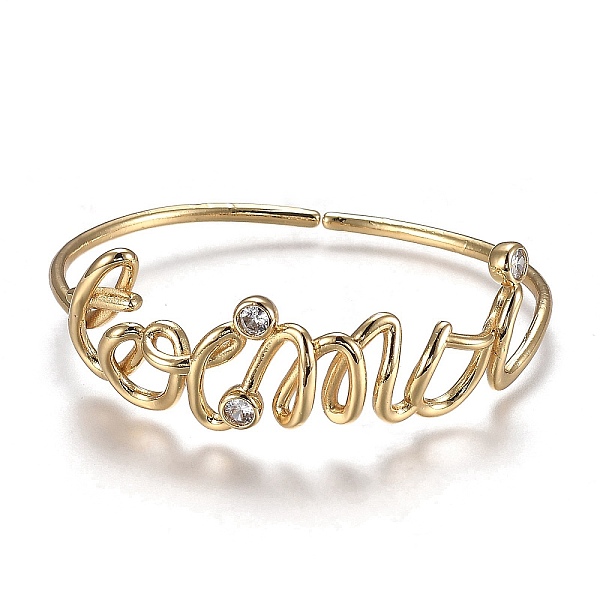 PandaHall Brass Micro Pave Clear Cubic Zirconia Cuff Bangles, Cadmium Free & Lead Free, Word, Golden, Inner Diameter: 1-7/8x2-1/4 inch...
PandaHall Brass Micro Pave Clear Cubic Zirconia Cuff Bangles, Cadmium Free & Lead Free, Word, Golden, Inner Diameter: 1-7/8x2-1/4 inch...